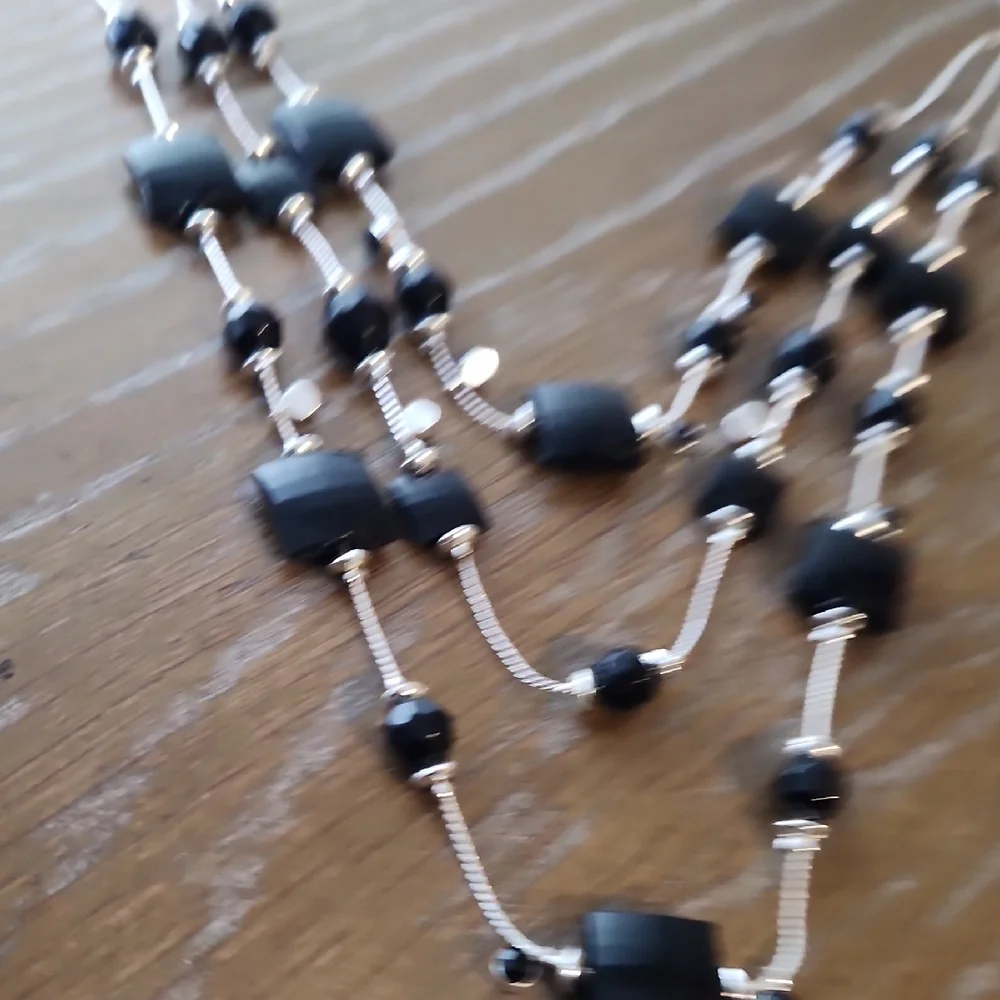 Black Bead Multi-Layer Necklace